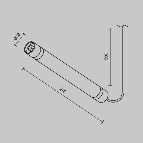 Соединитель для трековой системы с блоком питания 100Вт 276мм Maytoni SHELF CA011-L300-100W-B
