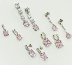 89065 - Серьги длинные из серебра с розовым кварцем