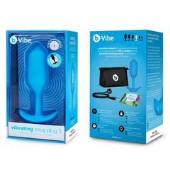 Голубая вибропробка для ношения B-vibe Snug Plug 3 - 12,4 см. - 