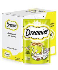 Dreamies лакомство для взрослых кошек с уткой 60 г