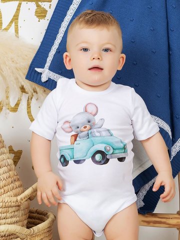 Боди с коротким рукавом "Мышонок на машинке"