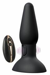 Черная анальная вибропробка с пульсацией в нижней части Thumping Anus Butt Plug - 15 см. - 