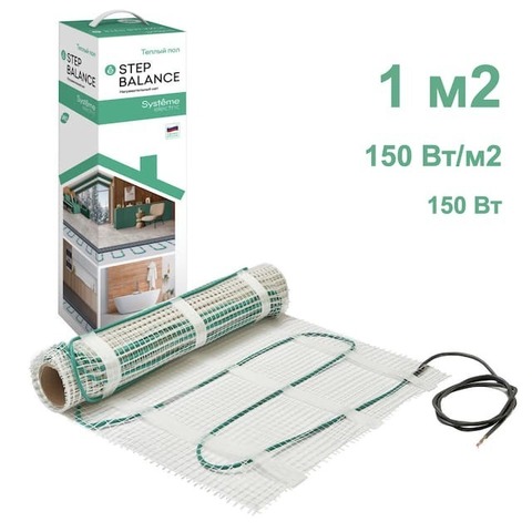 Тёплый пол - мат нагревательный, 150 Вт/м2, 150 Вт, 1 м2. STEP BALANCE. Systeme Electric. SBM150010