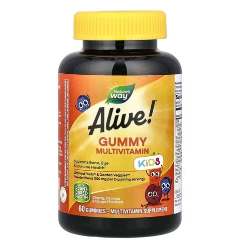 Nature's way, Alive! Kids, жевательные мультивитамины, со вкусом вишни, апельсина и винограда, 60 жевательных таблеток