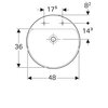 Geberit VariForm Раковина полувстраиваемая в столешницу круглой формы, D=50 см, с двумя отв. под смеситель, с отв. перелива