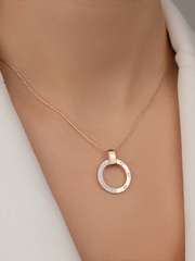 50218- Подвеска LOVE из комбинированного золота 585 пробы с фианитами