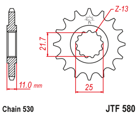 21602OEM-16 звезда передняя (ведущая) стальная с демпфером, 530, AFAM (JTF580.16)