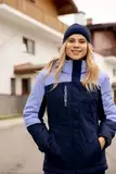 Премиальный теплый зимний костюм Nordski Mount 2.0 Blue-Lavender женский с высокой спинкой