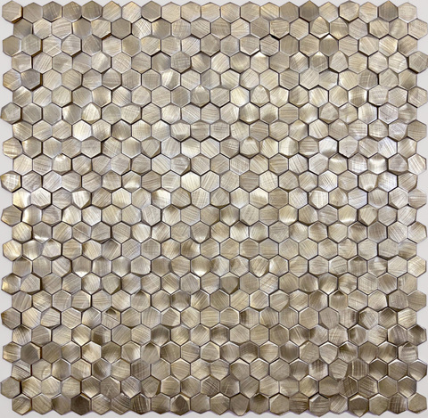 Металлическая мозаика LeeDo: Alchimia - Aluminium 3D Hexagon Gold 8x14x6