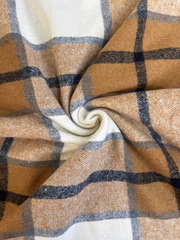 Костюмная хлопок принт клетка, беж на молочном