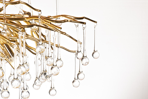 Люстра 80х32см Garda Decor золотая со стекляными каплями