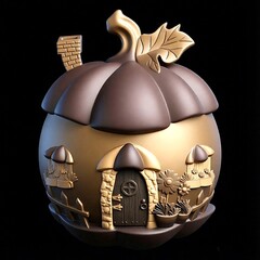 Силиконовый молд № 424 домик Тыква 2 D № 1 серия домики для гномов и фей)