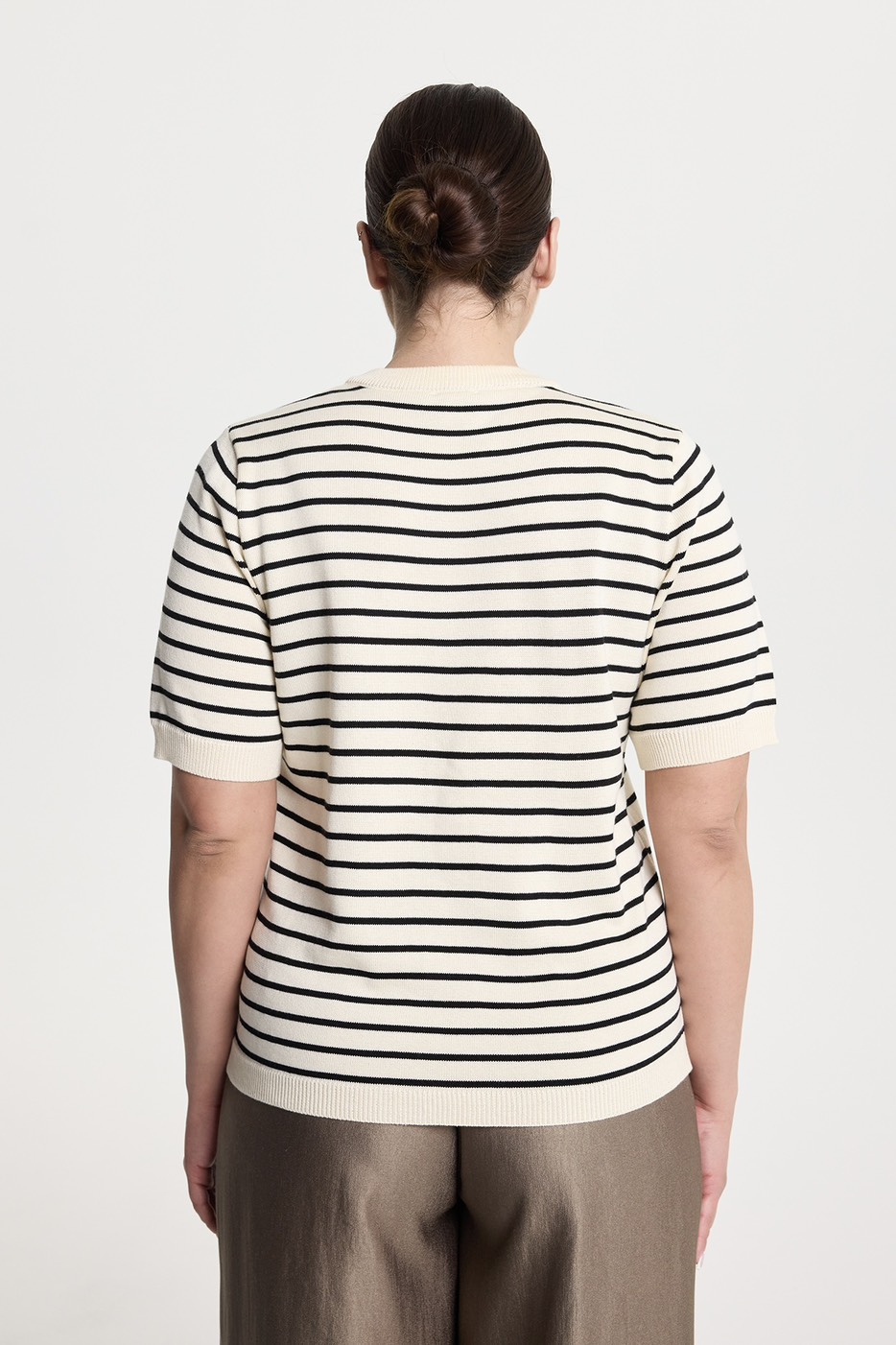 Тельняшка вязаная с коротким рукавом, сливочный