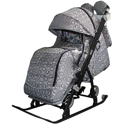 Санки-коляска Snow Galaxy Kids-3-1 на больших колесах с сумкой и варежками