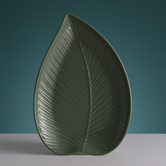 Блюдо сервировочное in the forest leaf, 26х38 см, серо-зеленое