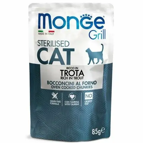 Monge Grill влажный корм для стерилизованных взрослых кошек, итальянская форель 85г