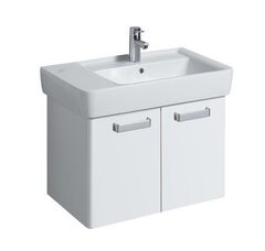 Шкафчик для раковины Geberit Renova Compact, двухдверный: B=67см, H=46.3см, T=47.8см, матовый белый / меламиновое покрытие, ультраглянцевые белые / пленочное покрытие фото