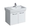 Шкафчик для раковины Geberit Renova Compact, двухдверный: B=67см, H=46.3см, T=47.8см, матовый белый / меламиновое покрытие, ультраглянцевые белые / пленочное покрытие