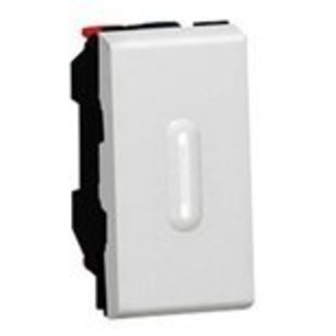 Кнопочный выключатель перекидной 1 модуль - со светодиодной подсветкой - 6 A. Цвет Алюминий. Legrand Mosaic (Легранд Мозаик). 079232