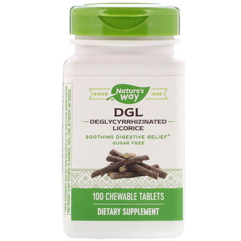 Nature's Way, DGL, глицирризинат солодки, 100 жевательных таблеток