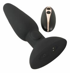 Черная анальная вибропробка с пульсацией в нижней части Thumping Anus Butt Plug - 15 см. - 