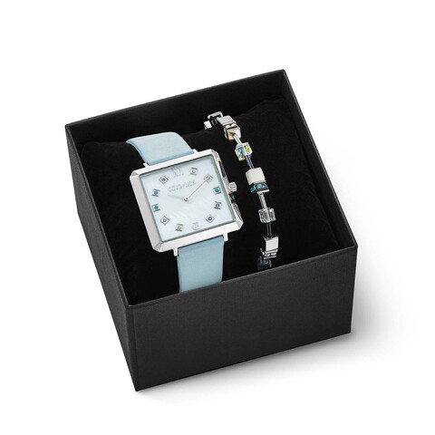 Комплект Coeur de Lion часы и браслет Light Blue-Mother of pearl 7630/53-0753 цвет голубой, серебряный