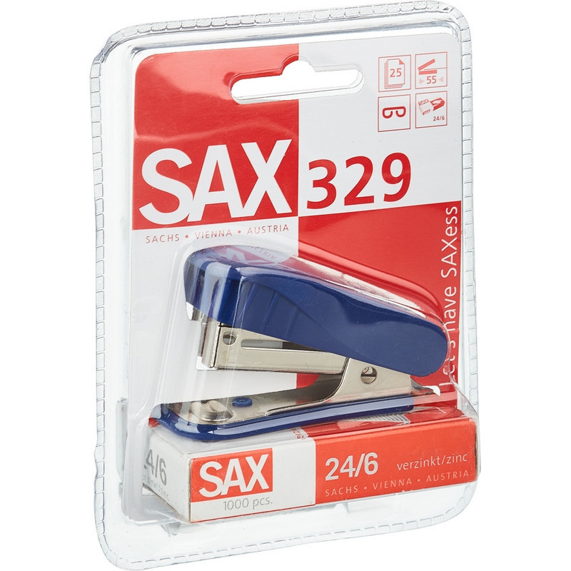 Степлер-мини Sax 329 до 20 листов синий