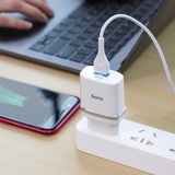 Комплект СЗУ (адаптер на USB + кабель USB на Micro USB) Hoco C12Q с быстрой зарядкой QC (Белый) Сетевое зарядное устройство