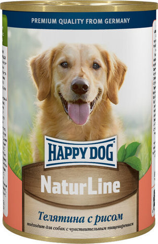 купить Happy Dog NaturLine Телятина с рисом консервы (рубленый фарш) для взрослых собак 400 гр