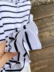Трикотаж Breton stripes, Белый с темно-синим
