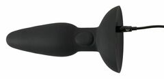 Черная анальная вибропробка с пульсацией в нижней части Thumping Anus Butt Plug - 15 см. - 