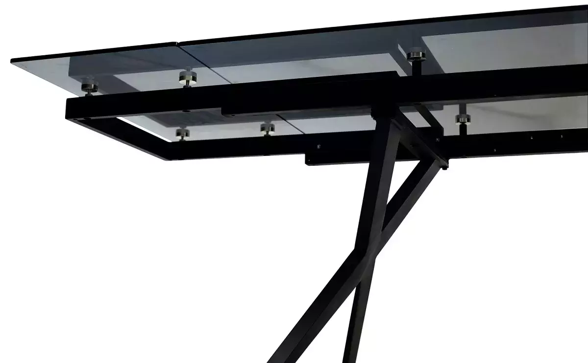 Стол ADRIA 160 SMOKED BLACK GLASS Дымчато-черное стелко/ черный каркас, DISAUR