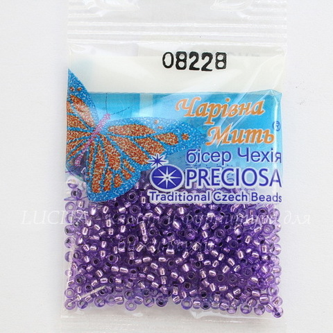 08228 Бисер 10/0 Preciosa Кристалл аметистовый с серебряным центром