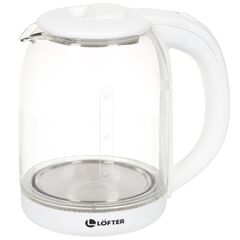 Чайник электрический Lofter, C01, белый, 2 л, 1500 Вт, скрытый нагревательный элемент, стекло