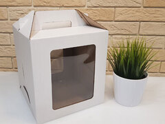 Коробка для торта с ручкой 22*22*24. 2 окна