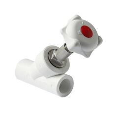 Вентиль прямоточный ПП 45гр. 25 PN 25, белый, Pro Aqua PA42010