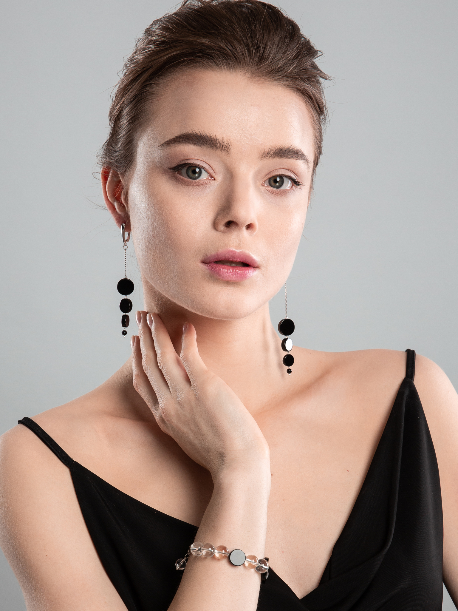 Серьги асимметричные с агатом