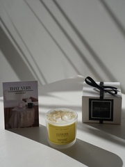 Ароматическая свеча с натуральным камнем "Цитрин" и ароматом "Лимонный мусс" 80мл