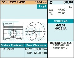 Поршень двигателя TEIKIN 46264 0.50 (4шт/упак)