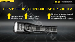 Фонарь Nitecore MH25V2 1300lm