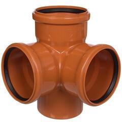 Крестовина ПП (полипропилен) двухплоскостная для наружной канализациии 90гр. Дн 110-110-110, РосТурПласт