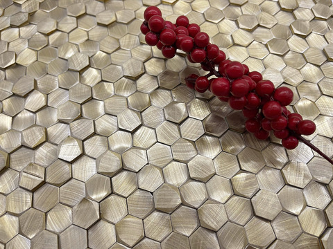 Металлическая мозаика LeeDo: Alchimia - Aluminium 3D Hexagon Gold 8x14x6