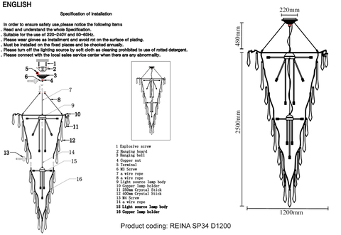 Подвесная люстра Crystal Lux REINA SP34 D1200 GOLD PEARL