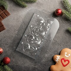 Форма для шоколада и конфет пластиковая «Плитка Снеговички», 17×8,5×1,3 см, цвет прозрачный