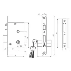 70-1-004 Замок врезной ЗВ4-3.01 (хром) 55/55мм, 4 ключа,цилиндр. мех-м 70мм, 200х85мм (ЗЕНИТ)