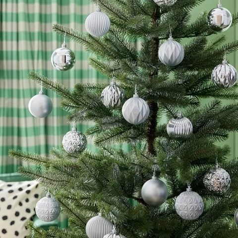 Набор ёлочных украшений (шар) Vintertid, 32 шт, 8 см, пластик, серебристый
