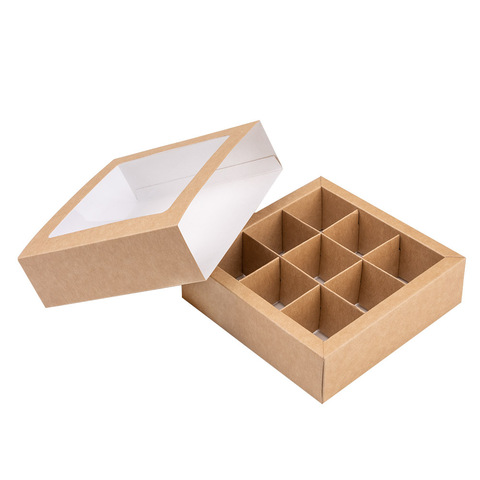 Коробка NEW для 9 конфет Крафт, с обечайкой