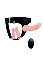 Женский страпон Erowoman‑Eroman EE‑10304, вибрация, 3 насадки, 20 см