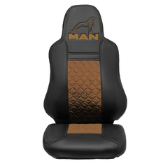 Чехлы MAN TGX, TGS с 2021 года без регулировки ремня безопасности водителя по высоте (экокожа, коричневый)