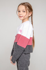 джемпер  для девочки  КВ 30120/ш/брусника,серый